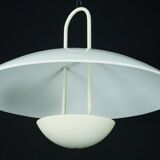 Vintage 1990s White Pendant Lamp with Glass Top Shade. Italy