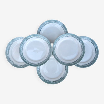 Set of 6 Terre de fer dessert plates, Service Congo model