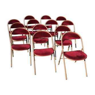 Set of 13 folding chairs Souvignet 70s