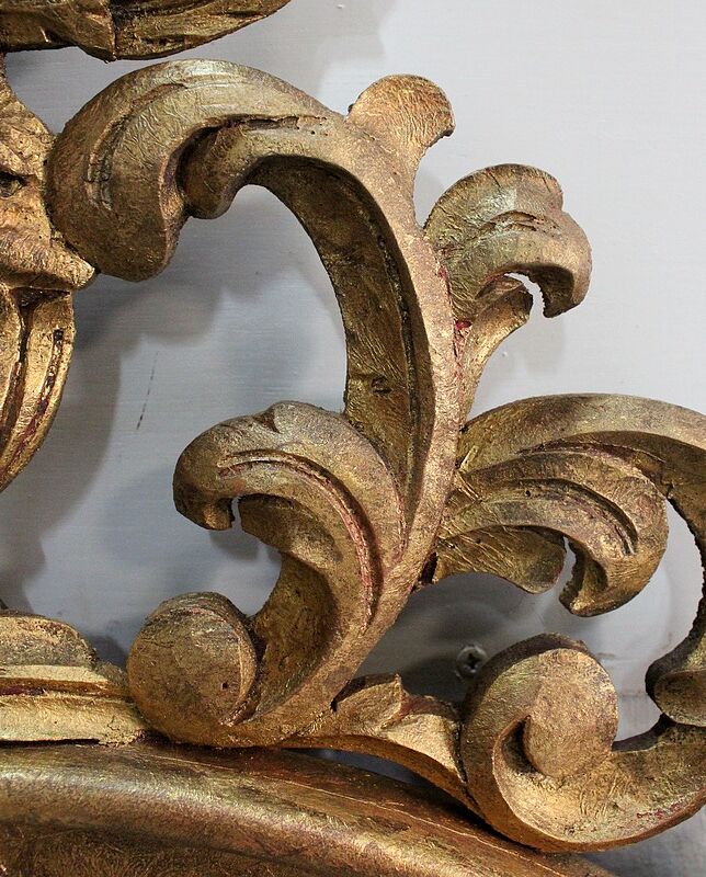 Ancient golden wood witch mirror - late 19th century