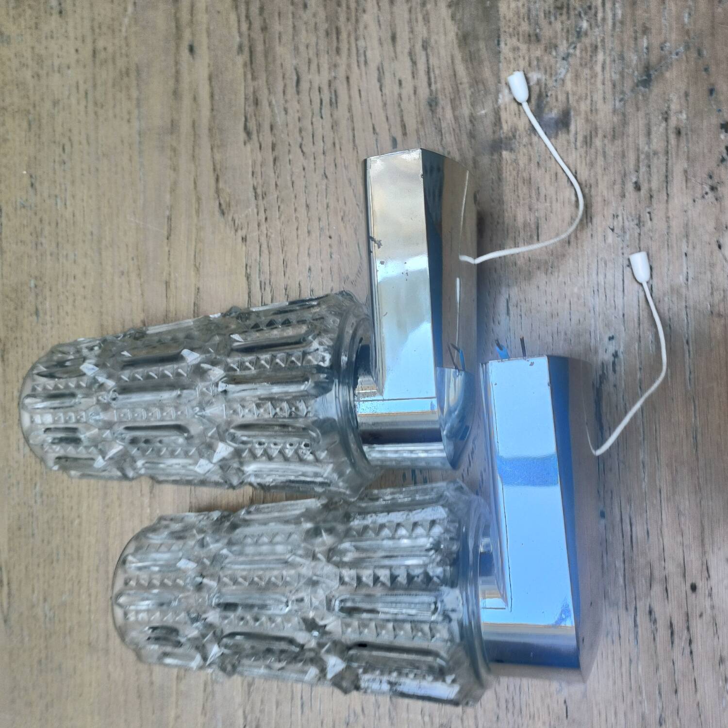 Pair of chrome Space Age wall lights