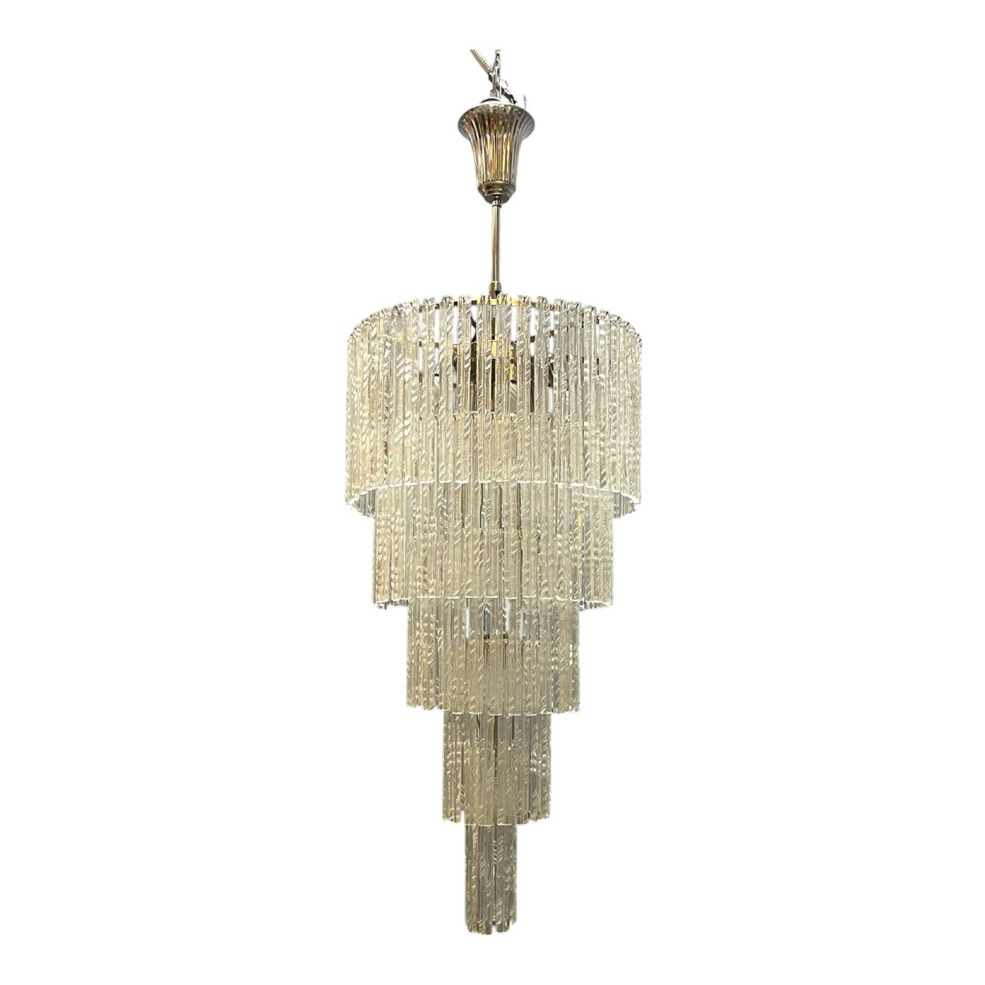 Extra Large Murano Glass Rod Chandelier, Italy, 1970s
