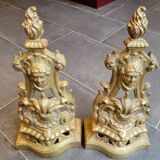 Chenets en bronze doré, XIXe siècle