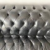 Vintage black leather Chesterfield sofa