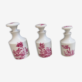 Set of three toilet bottles in Limoges porcelain