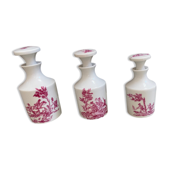 Set of three toilet bottles in Limoges porcelain