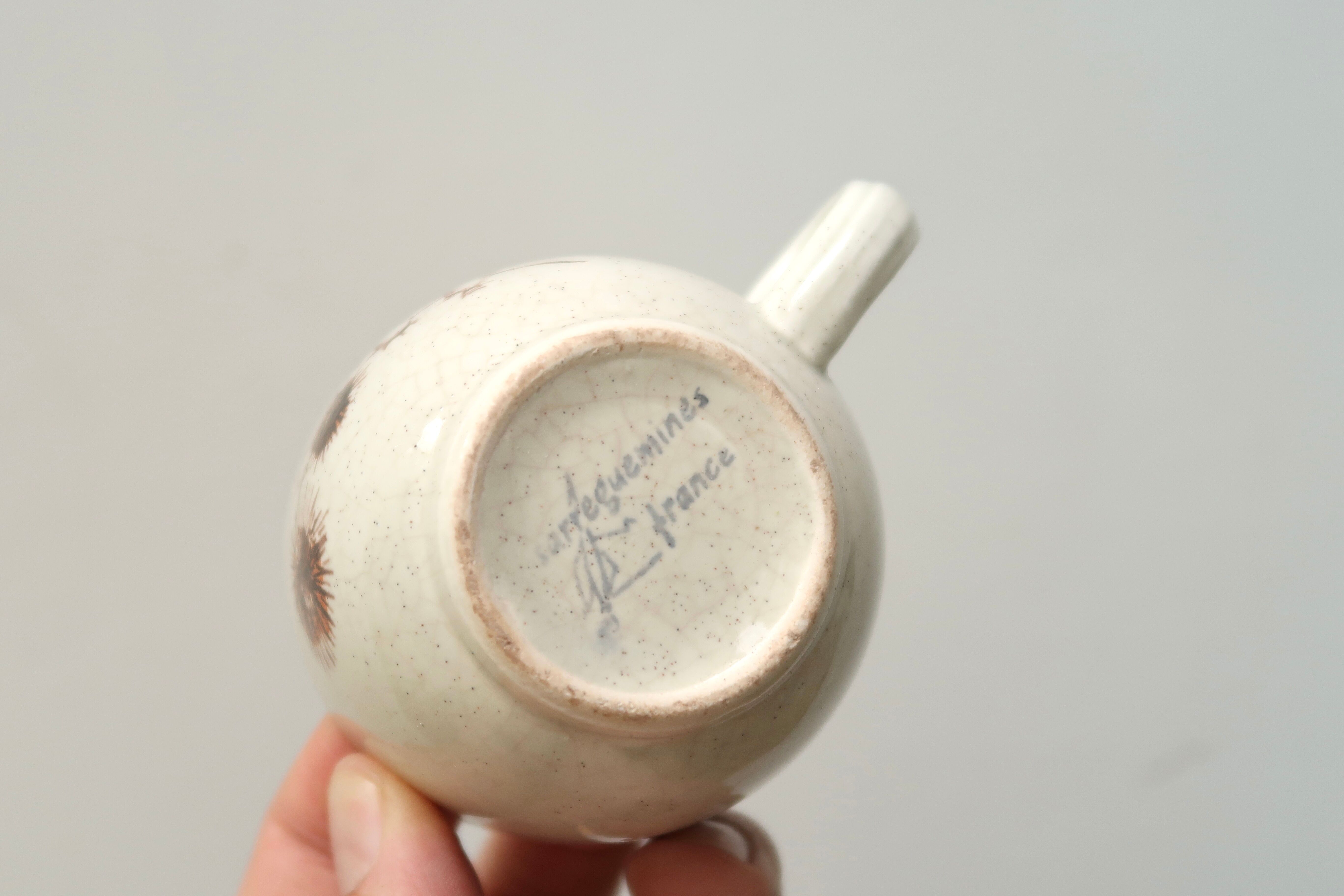 Set of 4 Sarreguemines Les Chardons coffee cups, 1970s