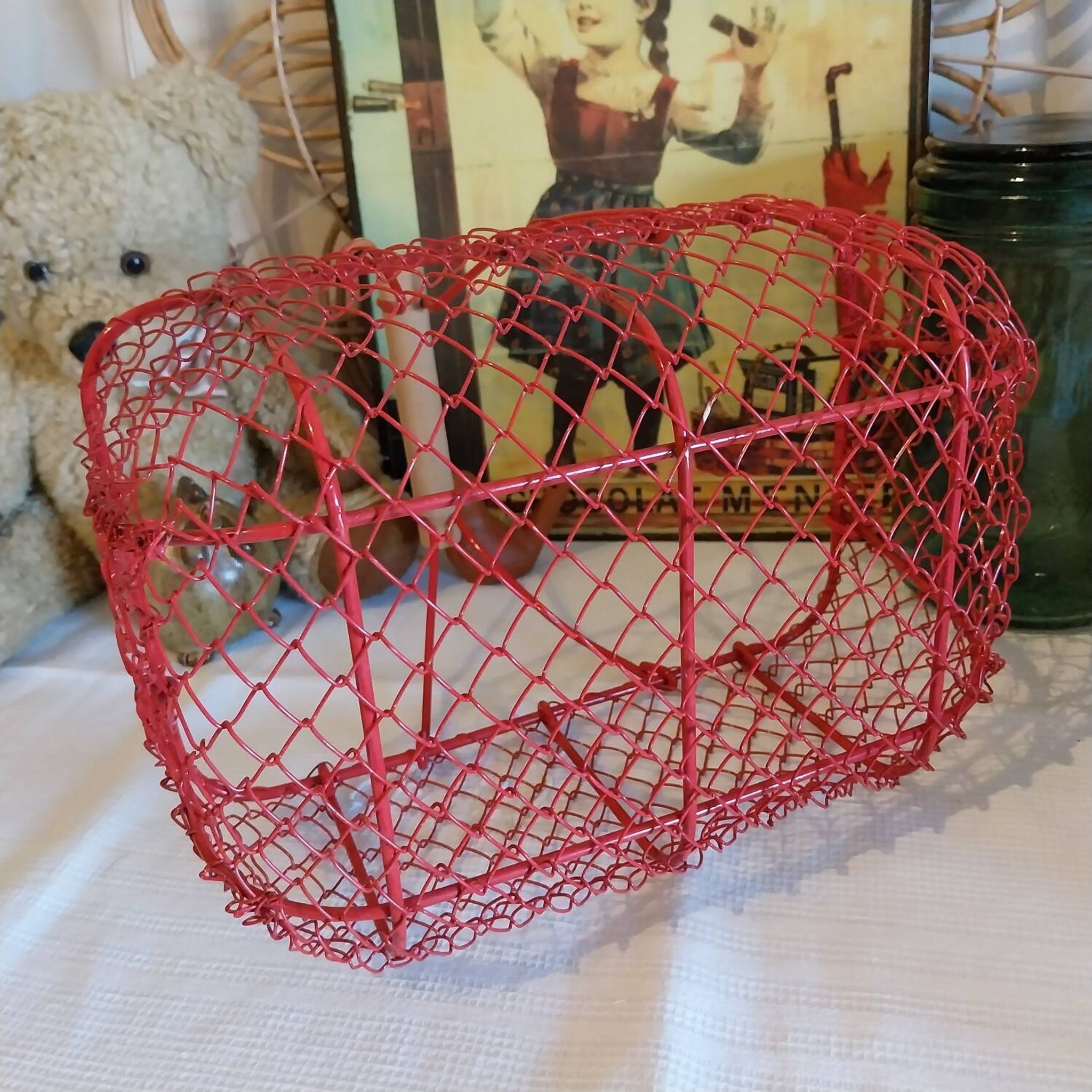 Panier vintage en fer de grillage