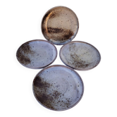 4 flat plates, ceramic, Chantal & Thierry Robert