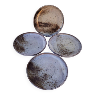 4 flat plates, ceramic, Chantal & Thierry Robert