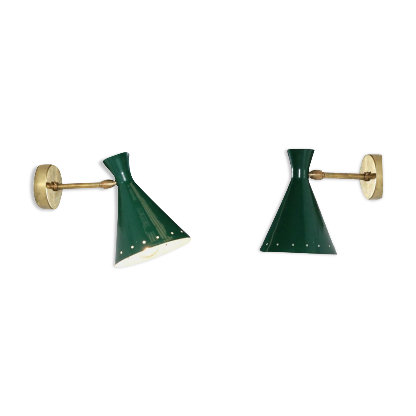 Pair wall lamps green casserole