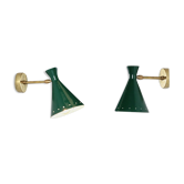 Pair wall lamps green casserole