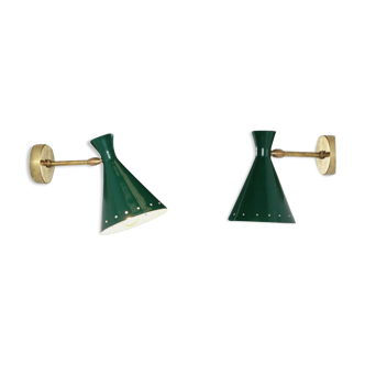 Pair wall lamps green casserole