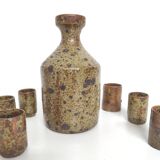 Set service glasses and bottle in pyrite stoneware
