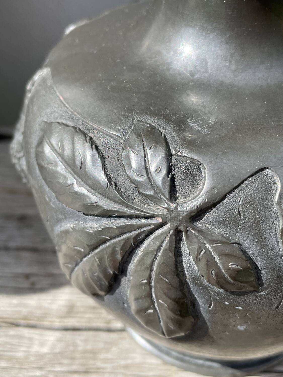 Art Nouveau pewter vase signed Cortesi
