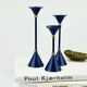 Ensemble de trois bougeoirs bleu foncé