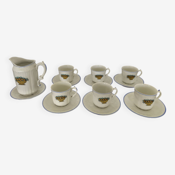 Service of 6 vintage coffee / espresso / jug / sugar bowls - Fine white porcelain from Limoge