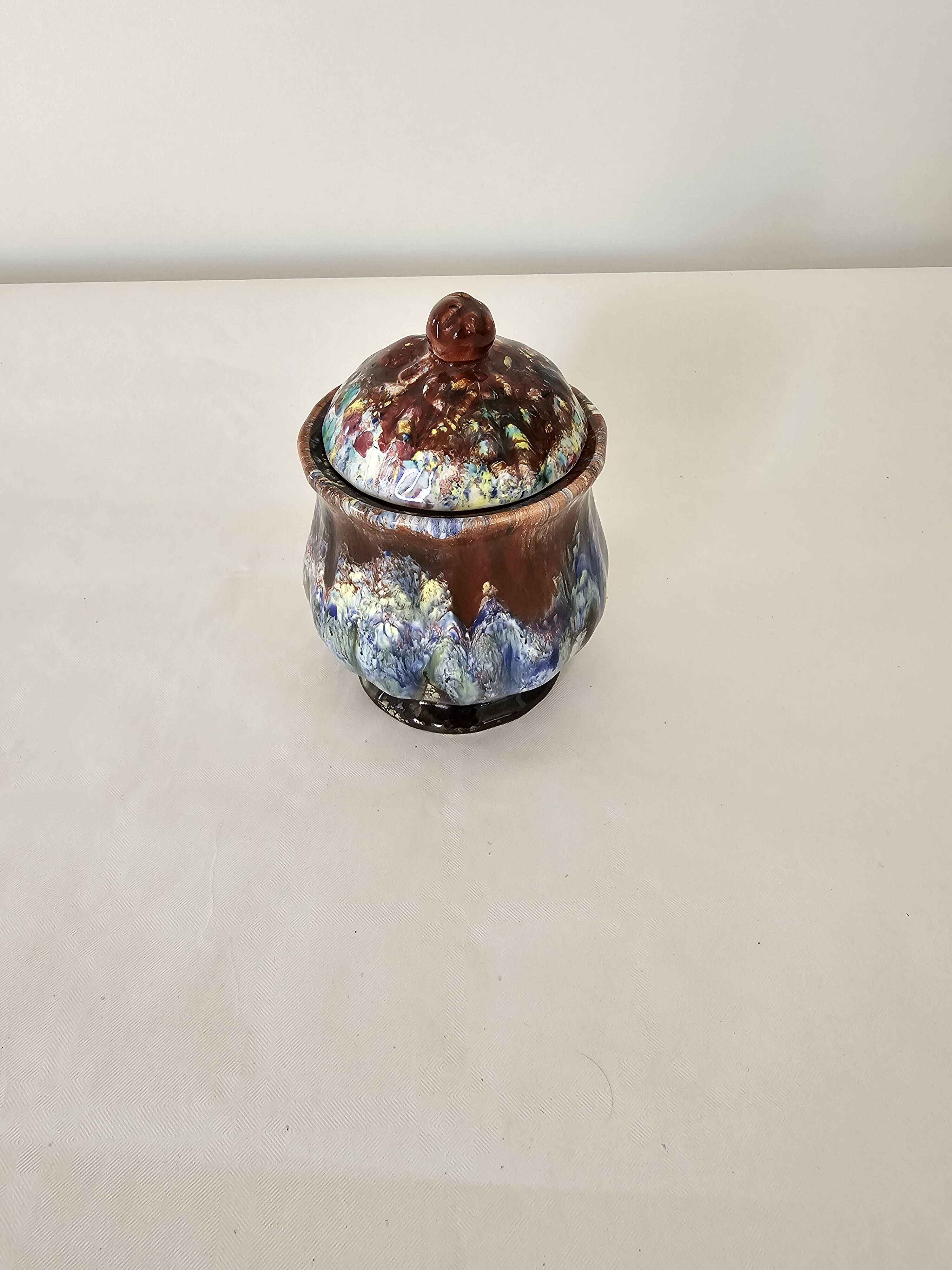 Ceramic sugar bowl signed MORVAN - vintage 70s