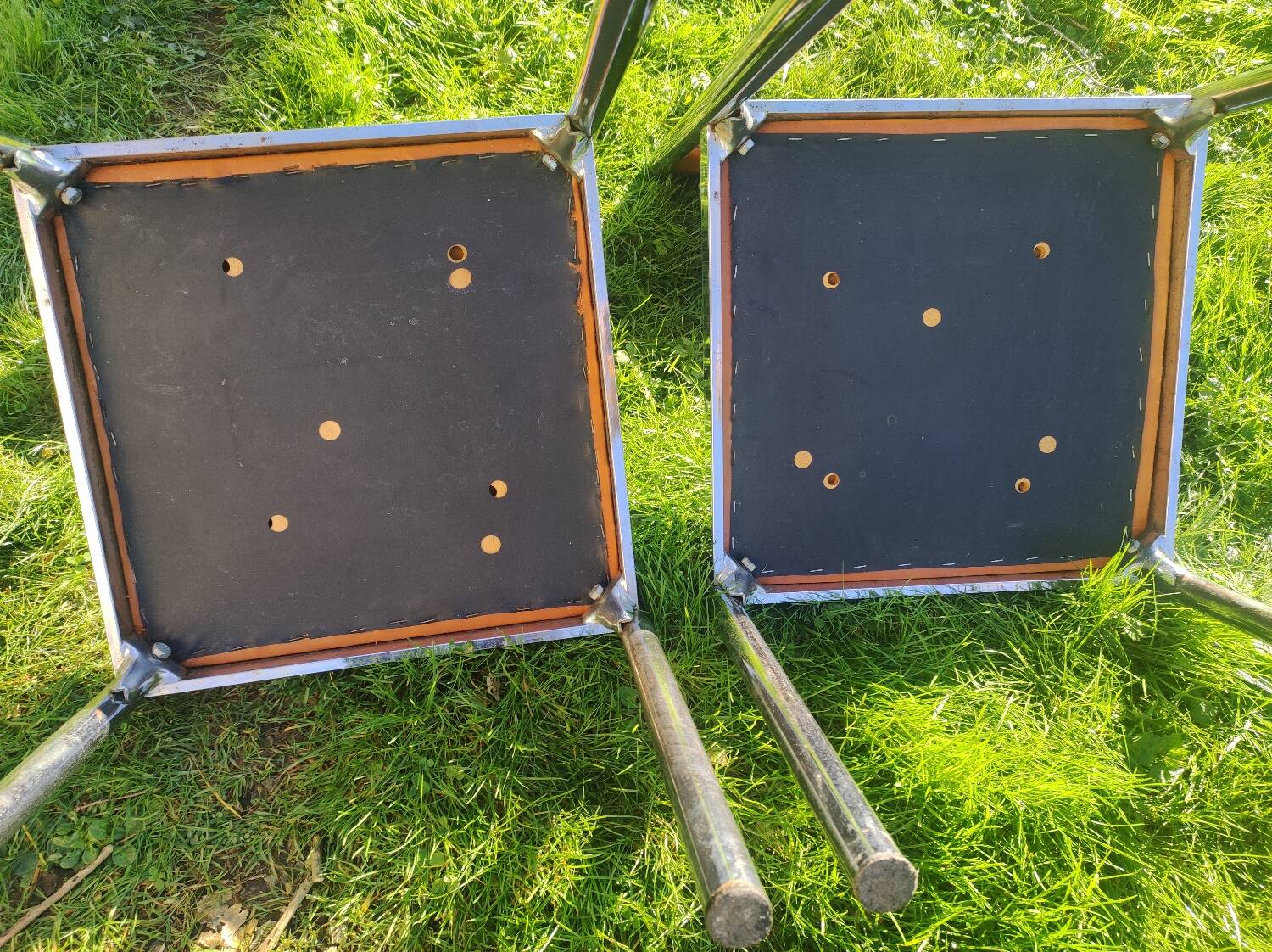 Collomb 70 chrome and skai chairs