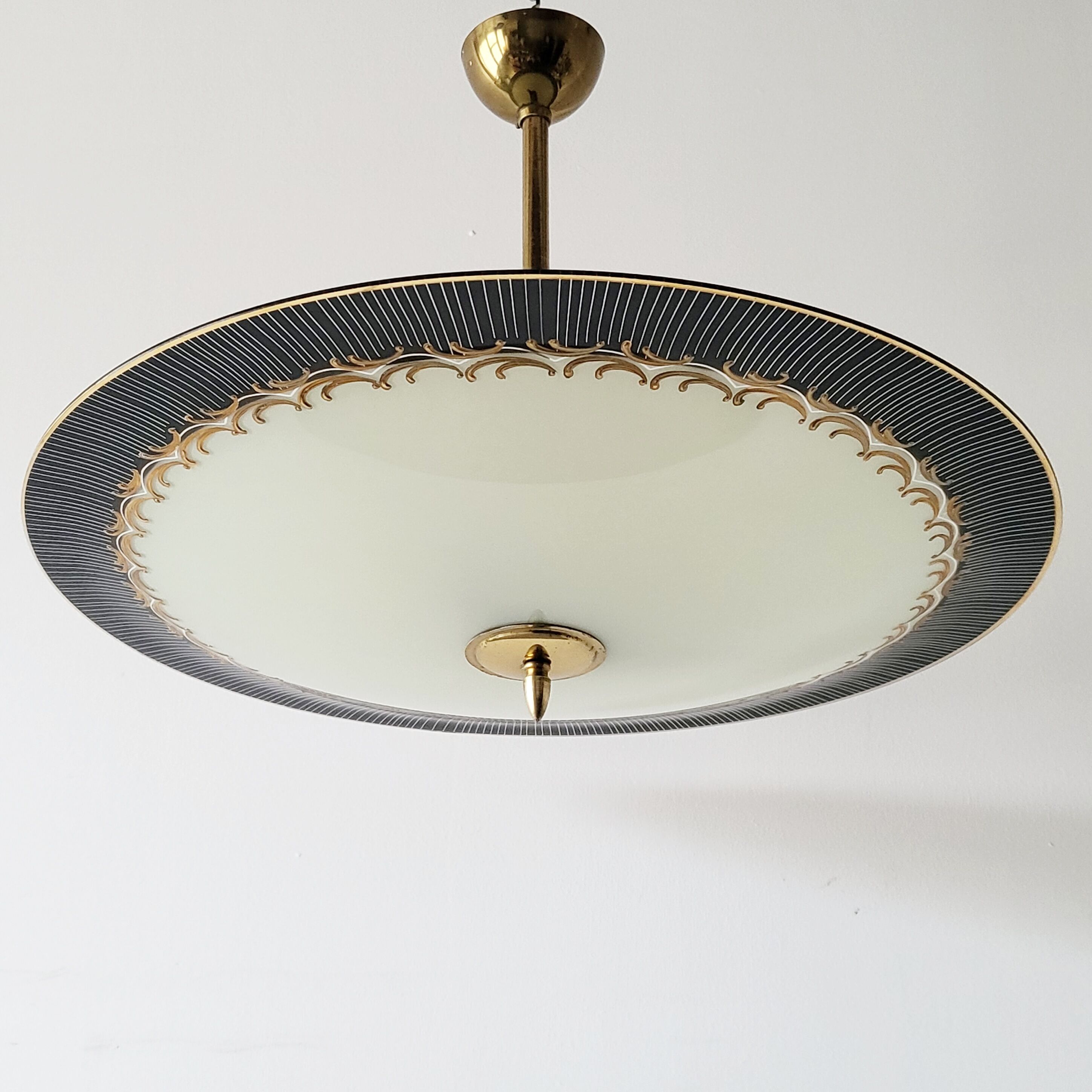 Vintage palette chandelier 1950 glass & brass