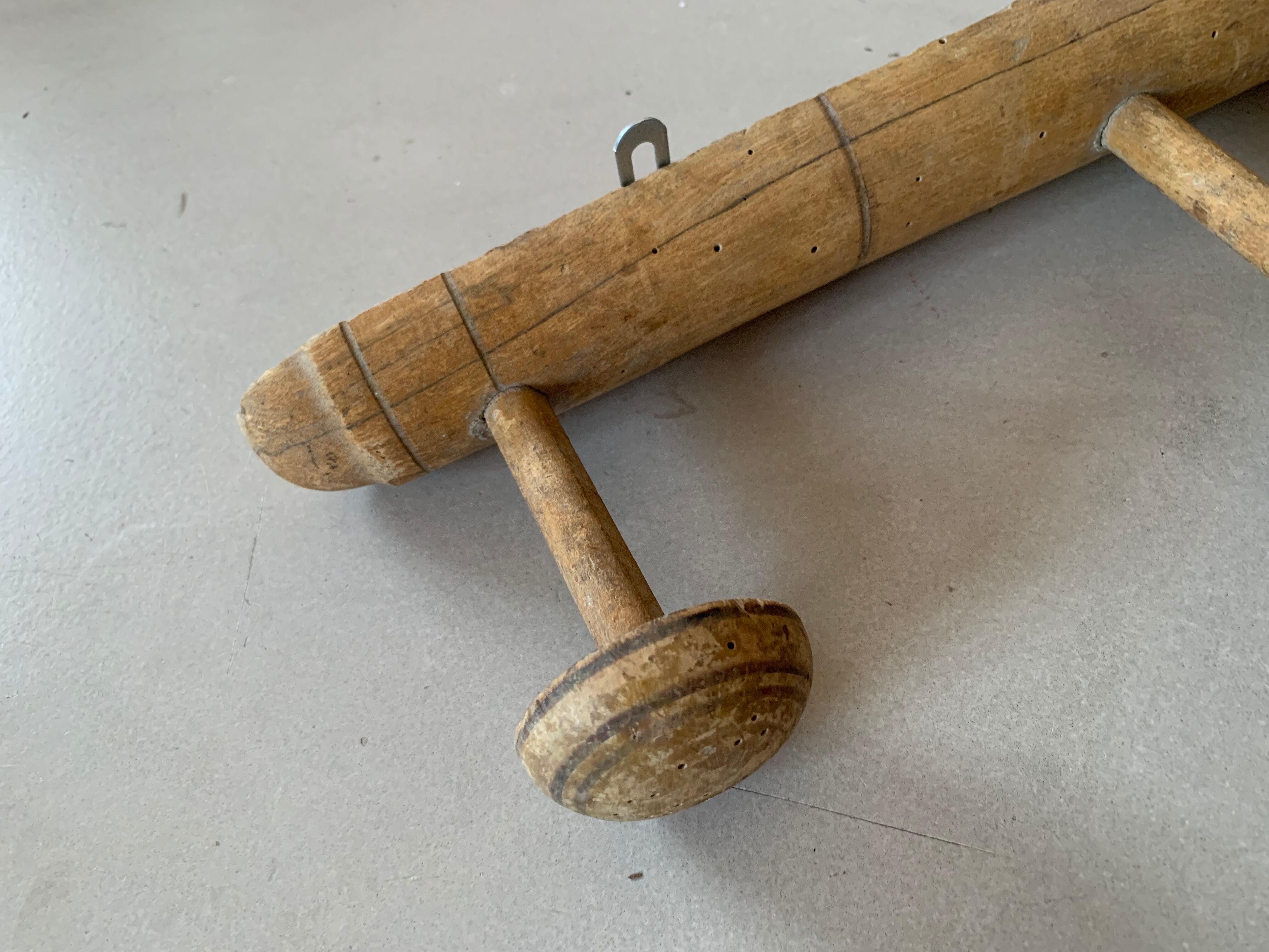 Antique wooden wall coat rack