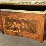 Louis XV style flat desk in marquetry - 20th century work