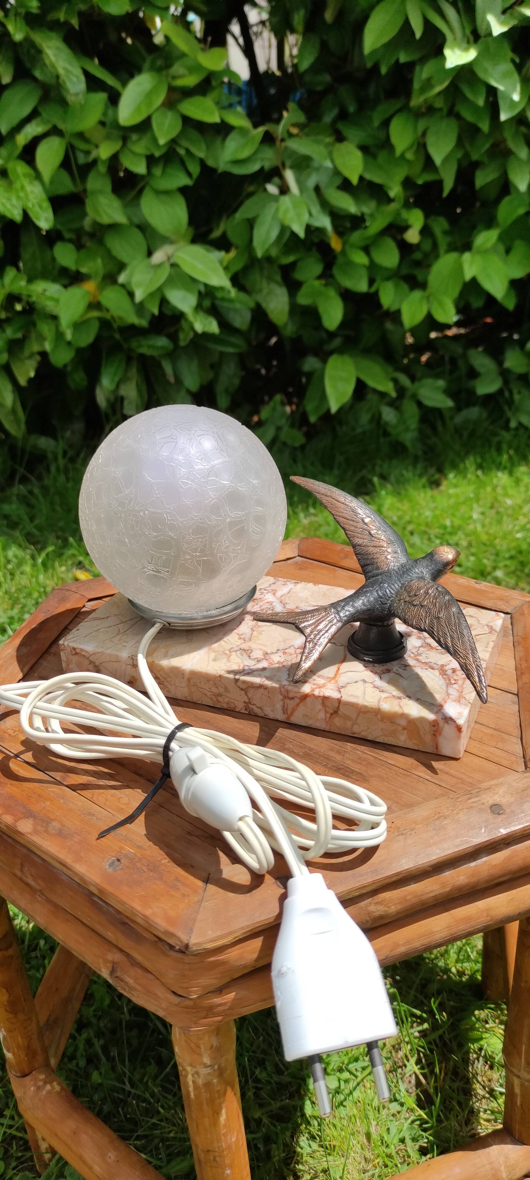 Art deco lamp, globe and marble