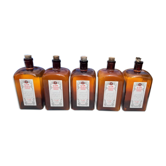 5 Brown Glass Pharmacy Bottles