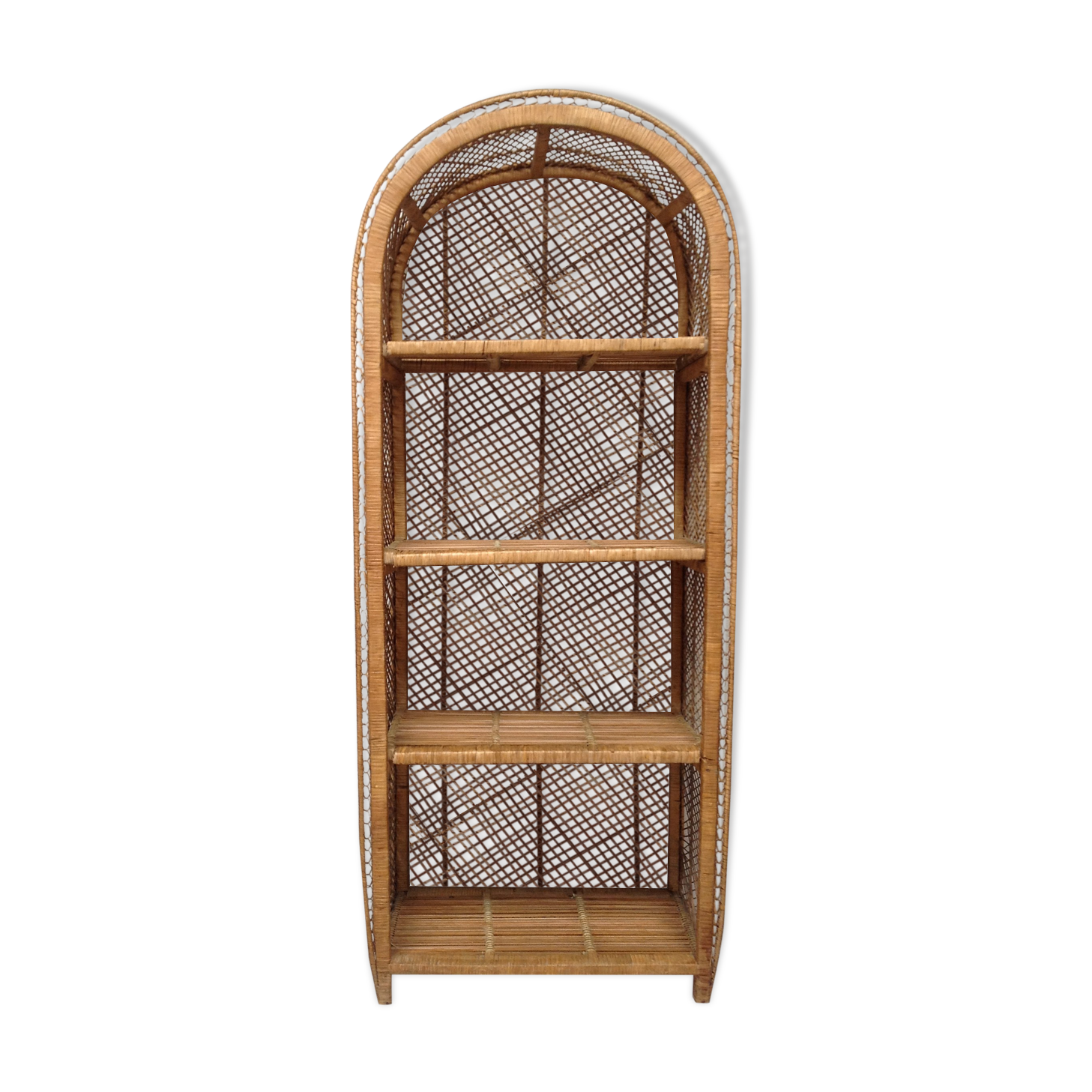 Vintage rattan shelf 1970s