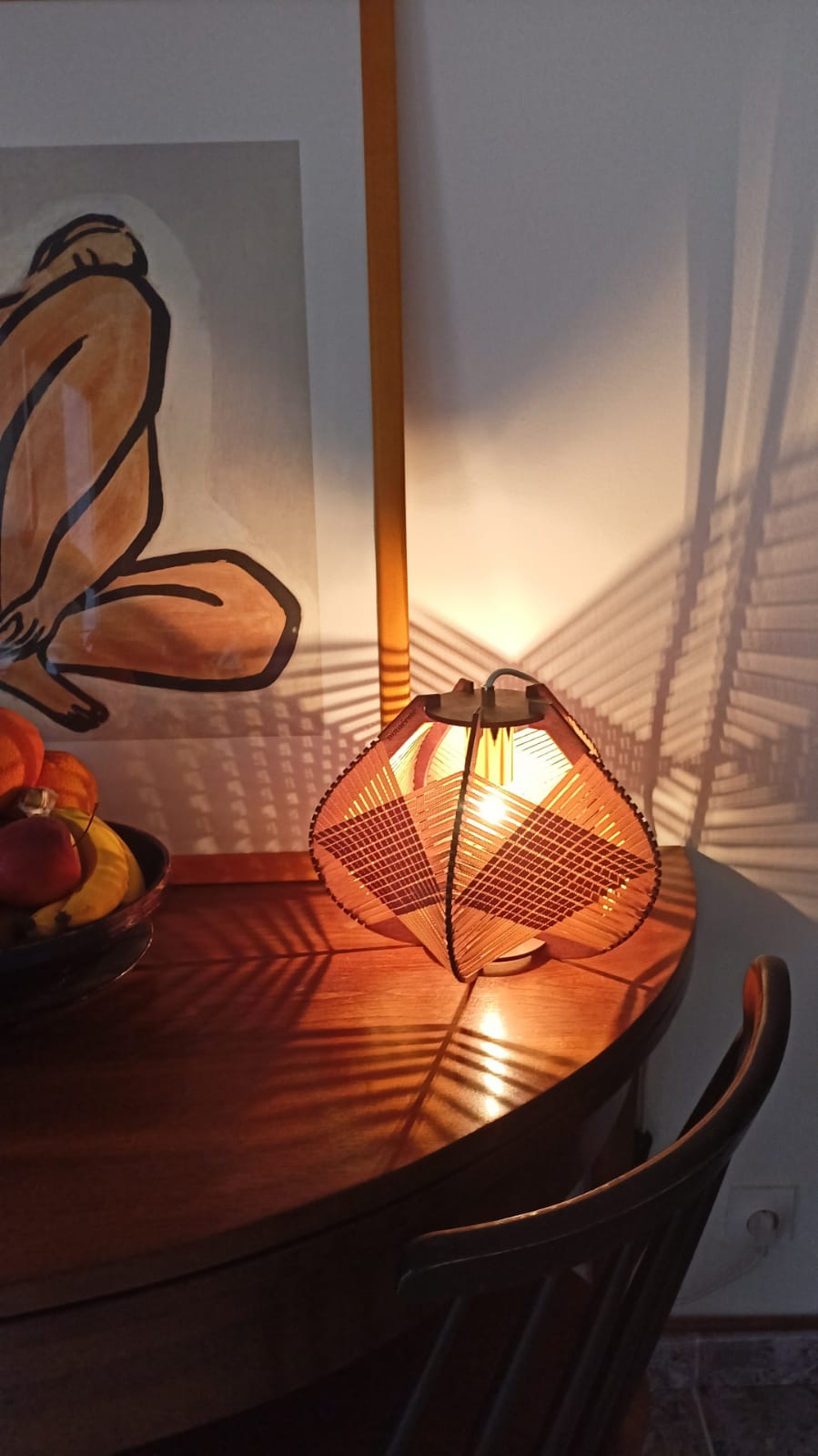 Woven camel lamp to install