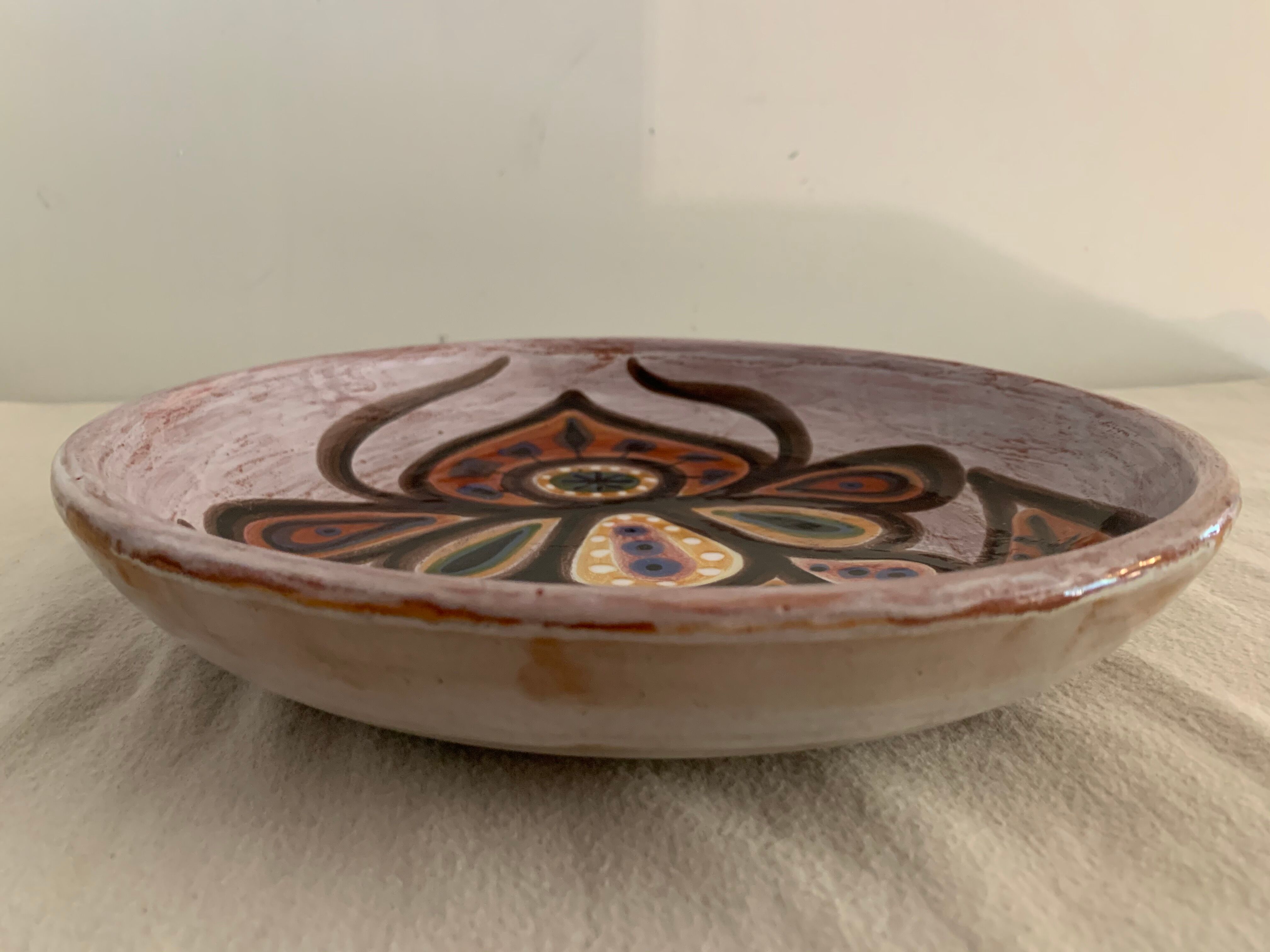 Ceramic dish enamelled by Jacques Poussines Sant Vicens 1950