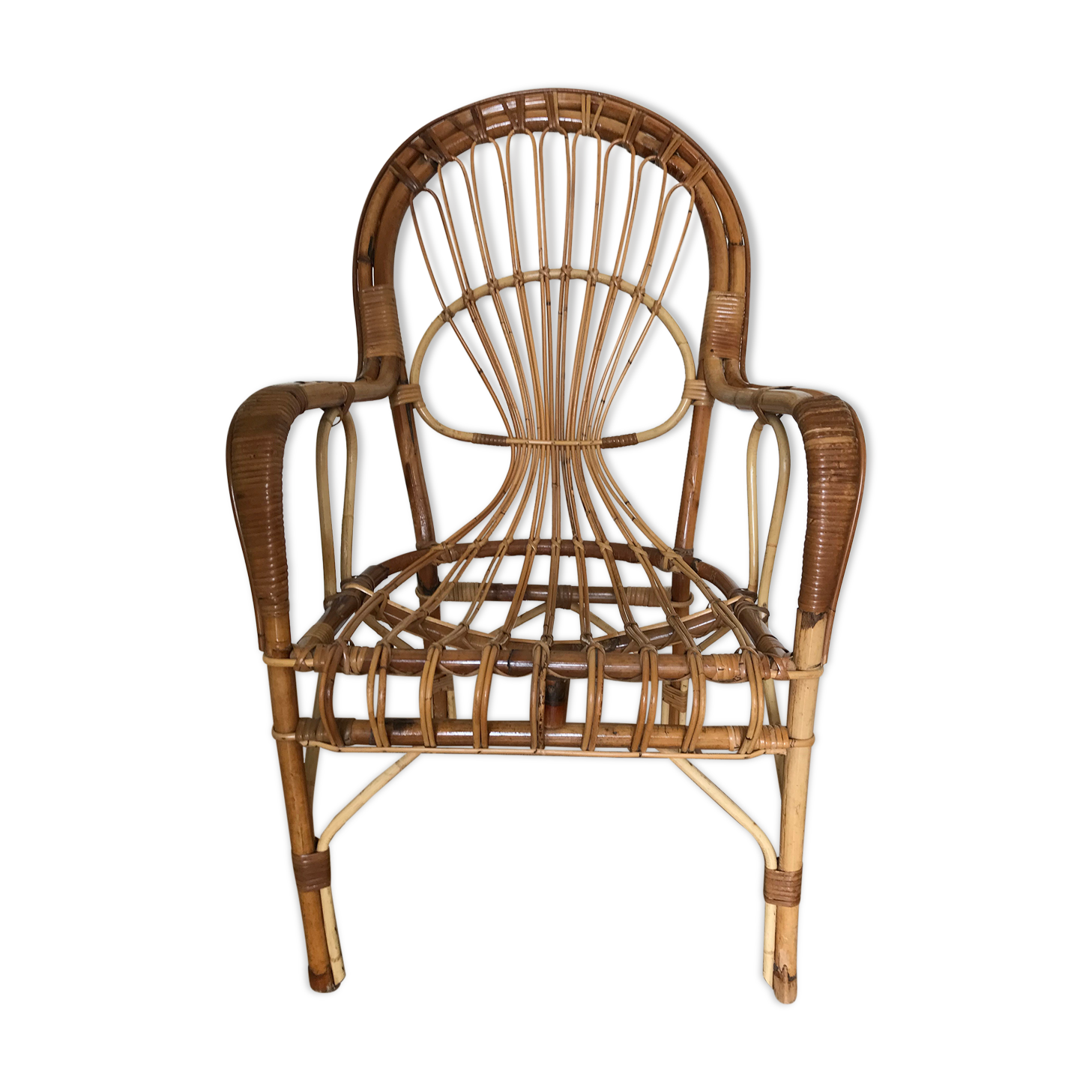 Fauteuil en rotin adulte années 60/70