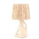 White ceramic lamp, raffia lampshade, 1950s