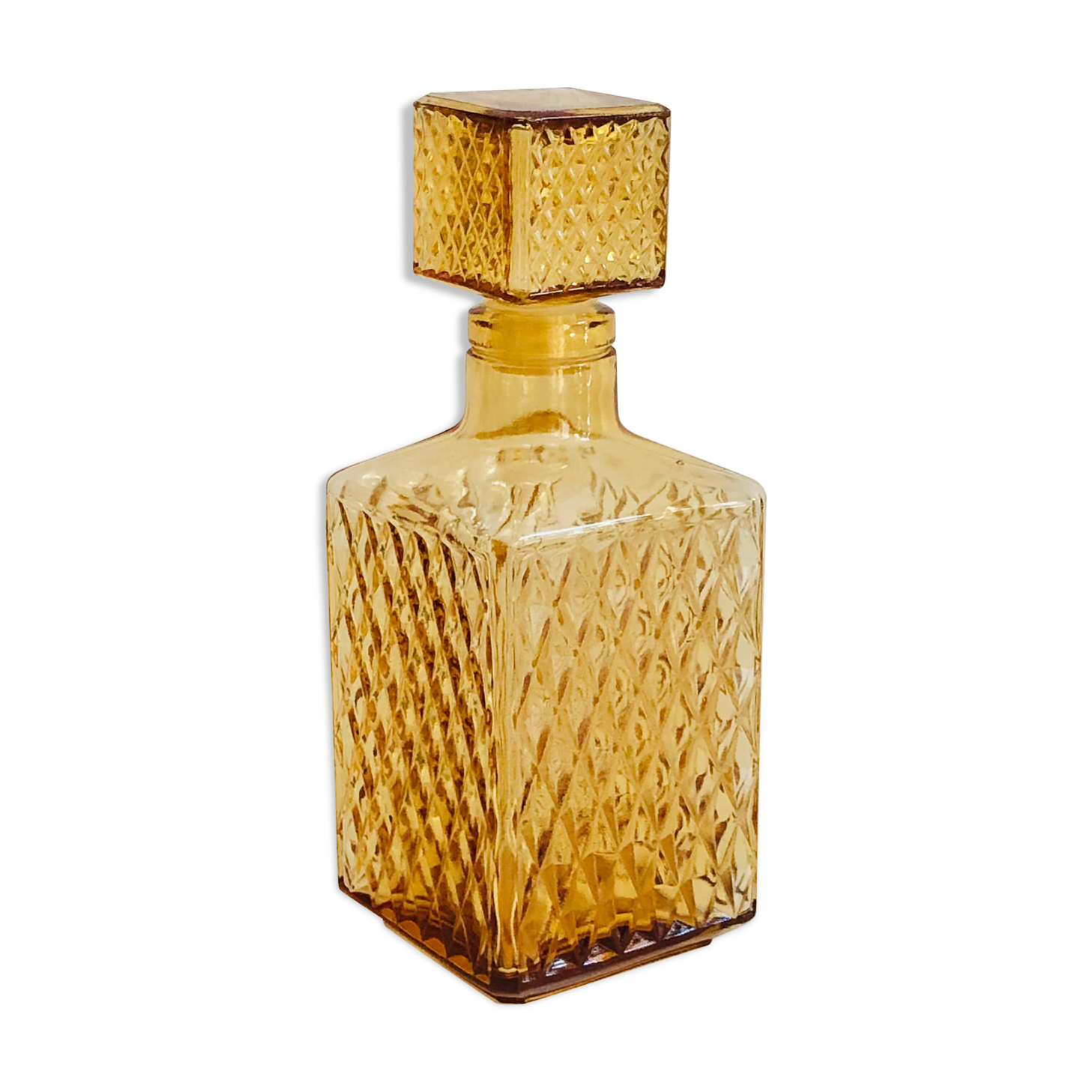 Vintage smoked glass whiskey decanter