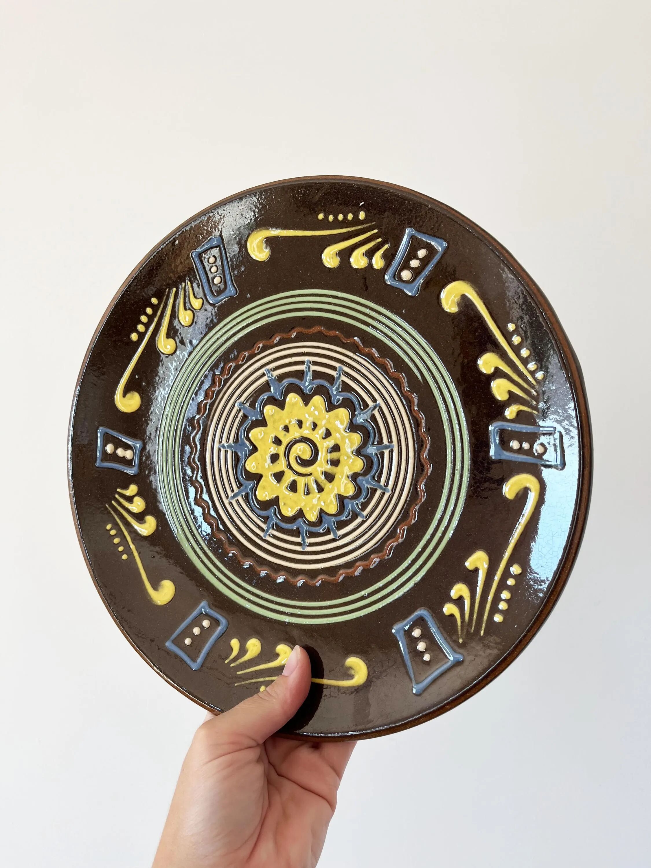 Large brown ceramic platter, 1960