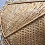 Large pendant light / lampshade in woven blond wicker