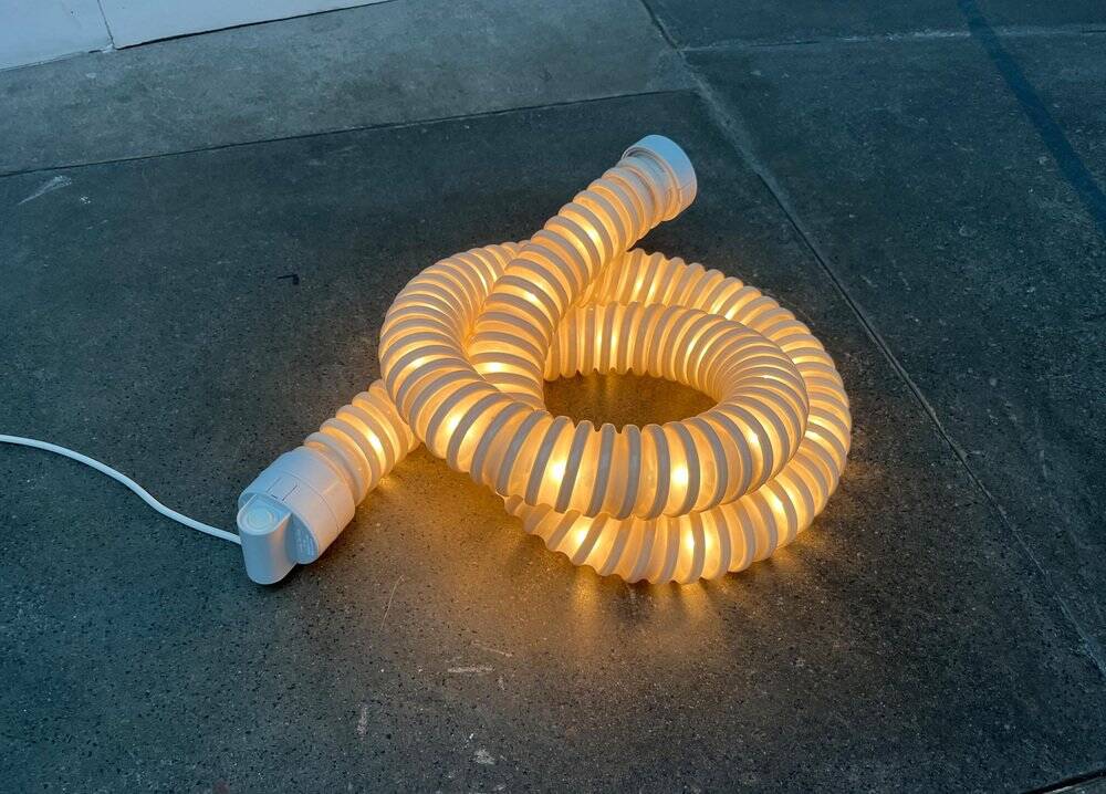 Snake floor lamp Boalum postmodern space age model by Livio Castiglioni and Gianfranco Frattini for Artemide, 1970s.