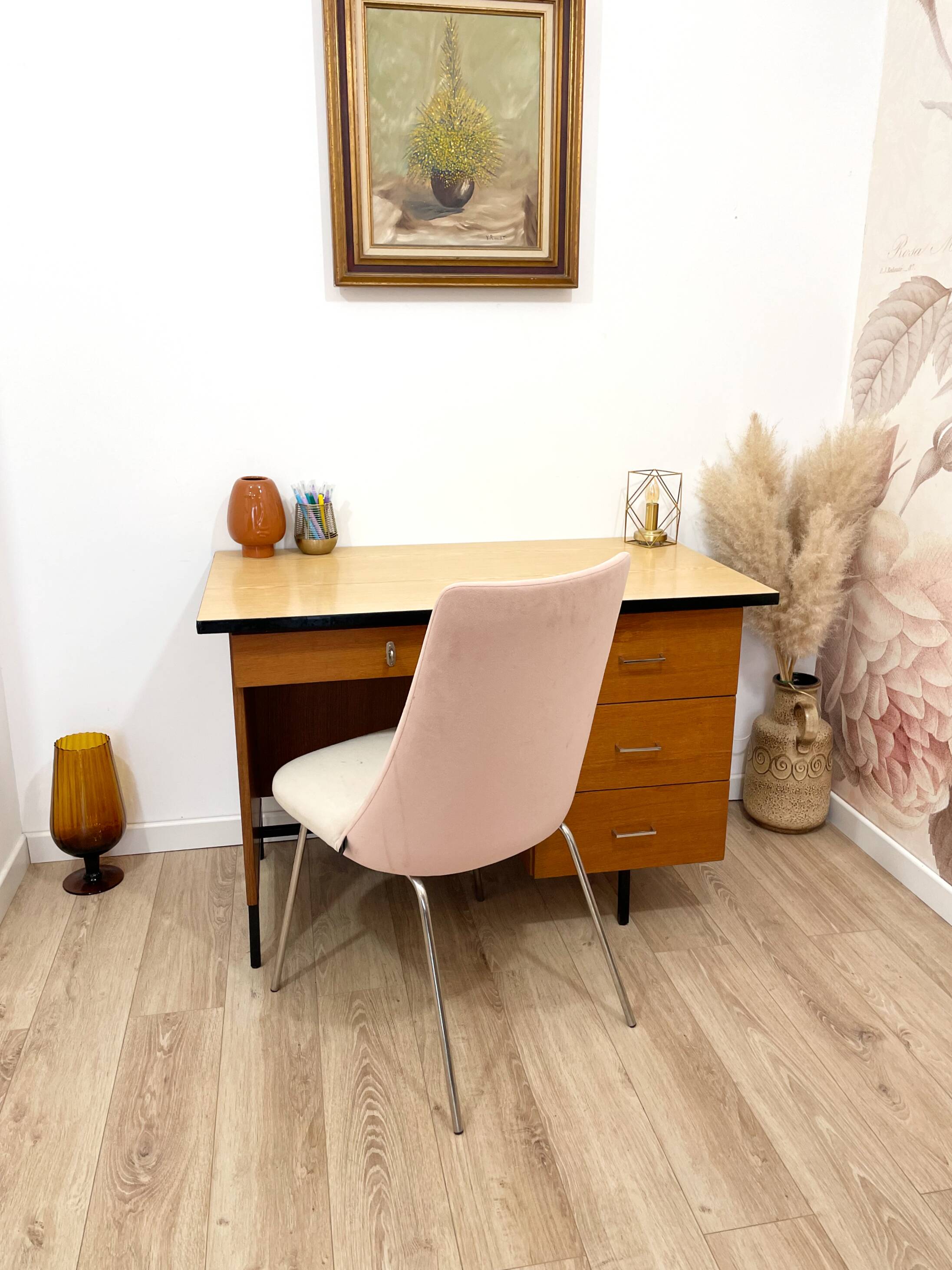 Bureau vintage bois & formica – années 60/70