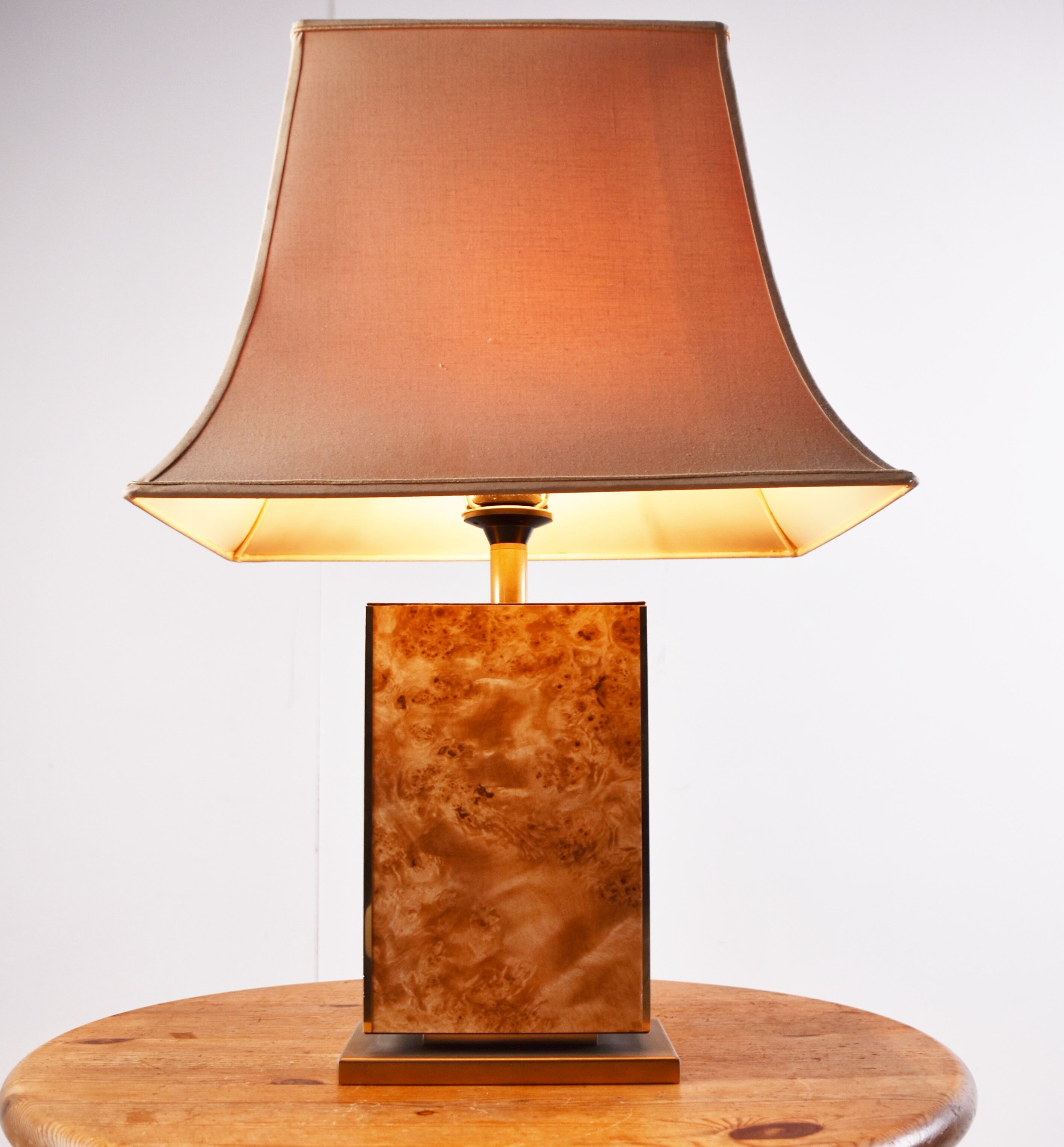 Vintage burl wood table lamp, 1970