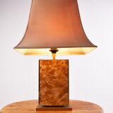 Lampe de table vintage en bois de loupe, 1970