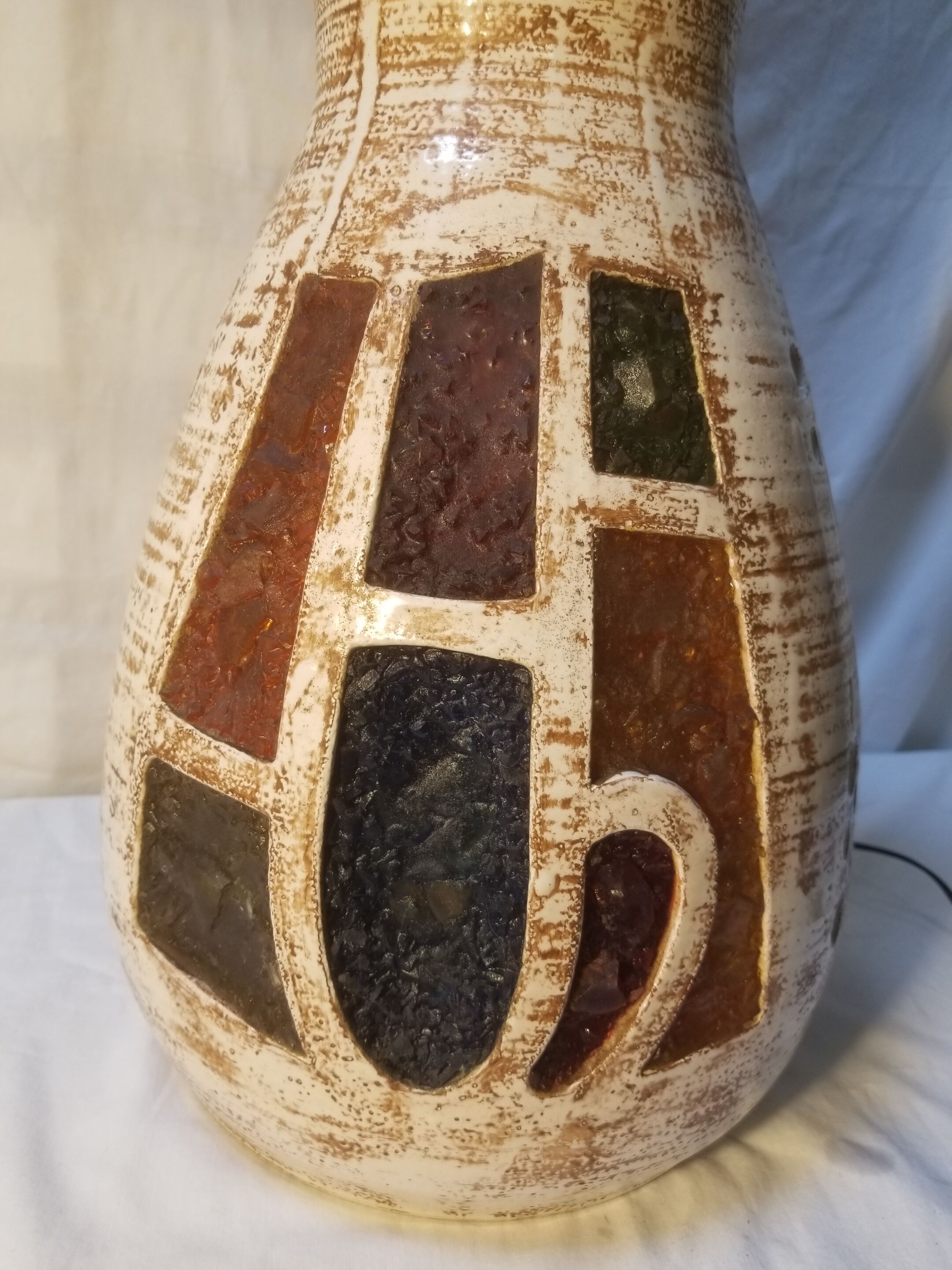 Vintage vase lamp in Accolay ceramic signed Armel - 60s/70s