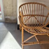 Vintage 70s children's rattan armchair