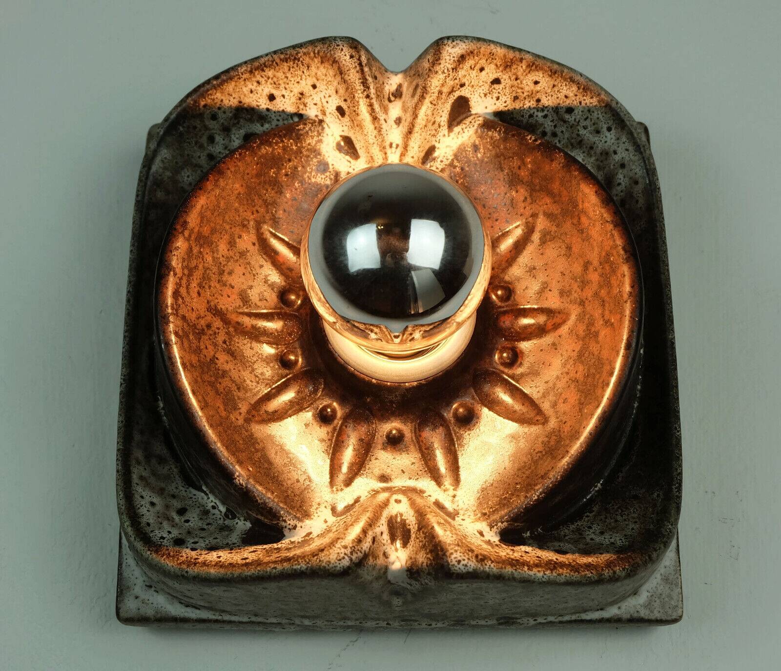 Wall lamp 1960s 1970s lava drip glaze beige brown