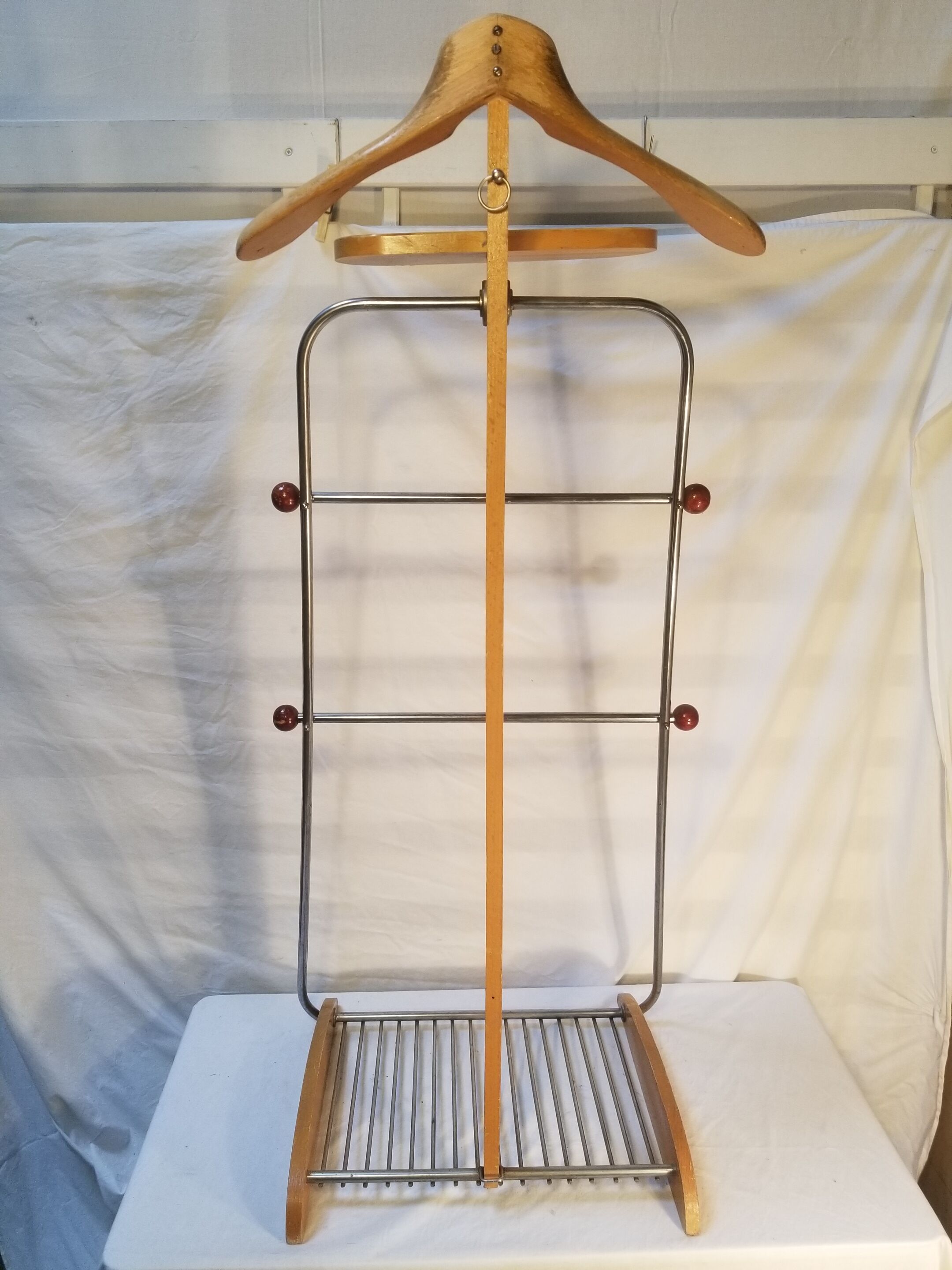 Vintage wood and metal night valet