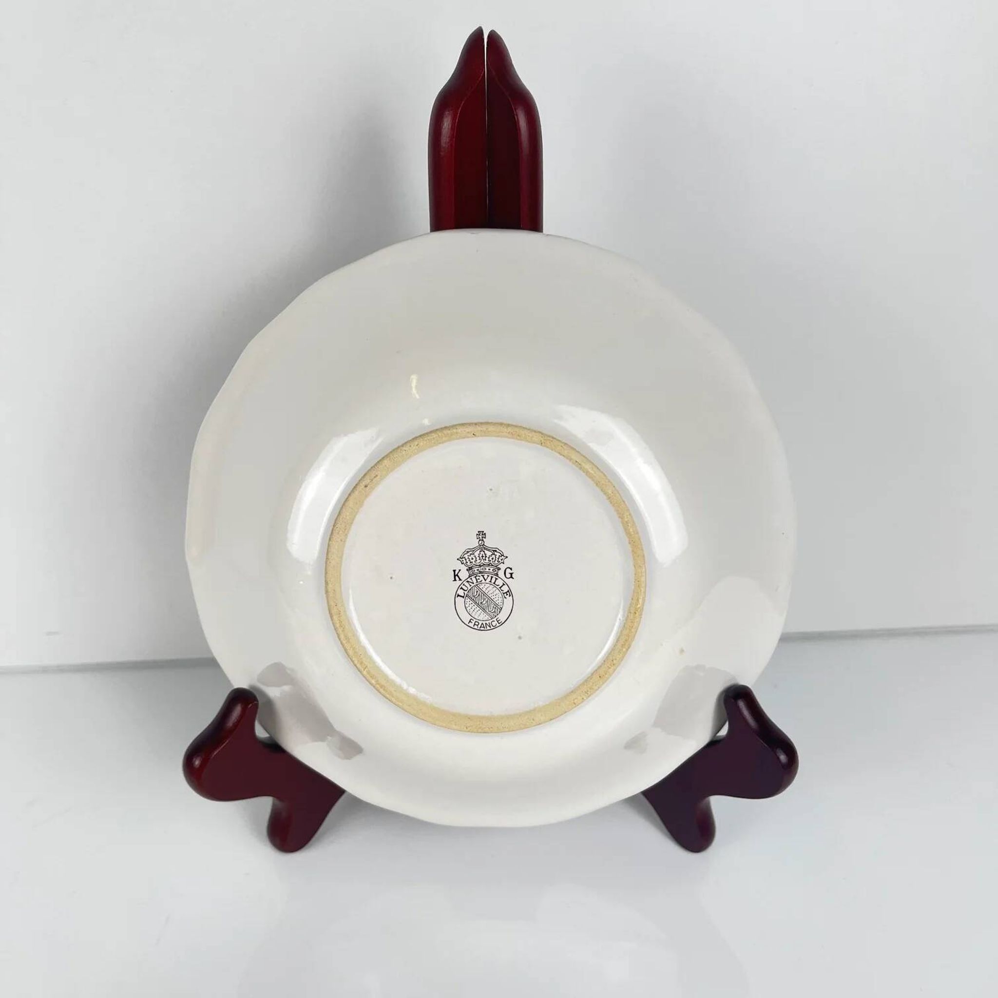 Set of 6 bowls, Réverbère model by KG Lunéville, tulip and rose pattern.