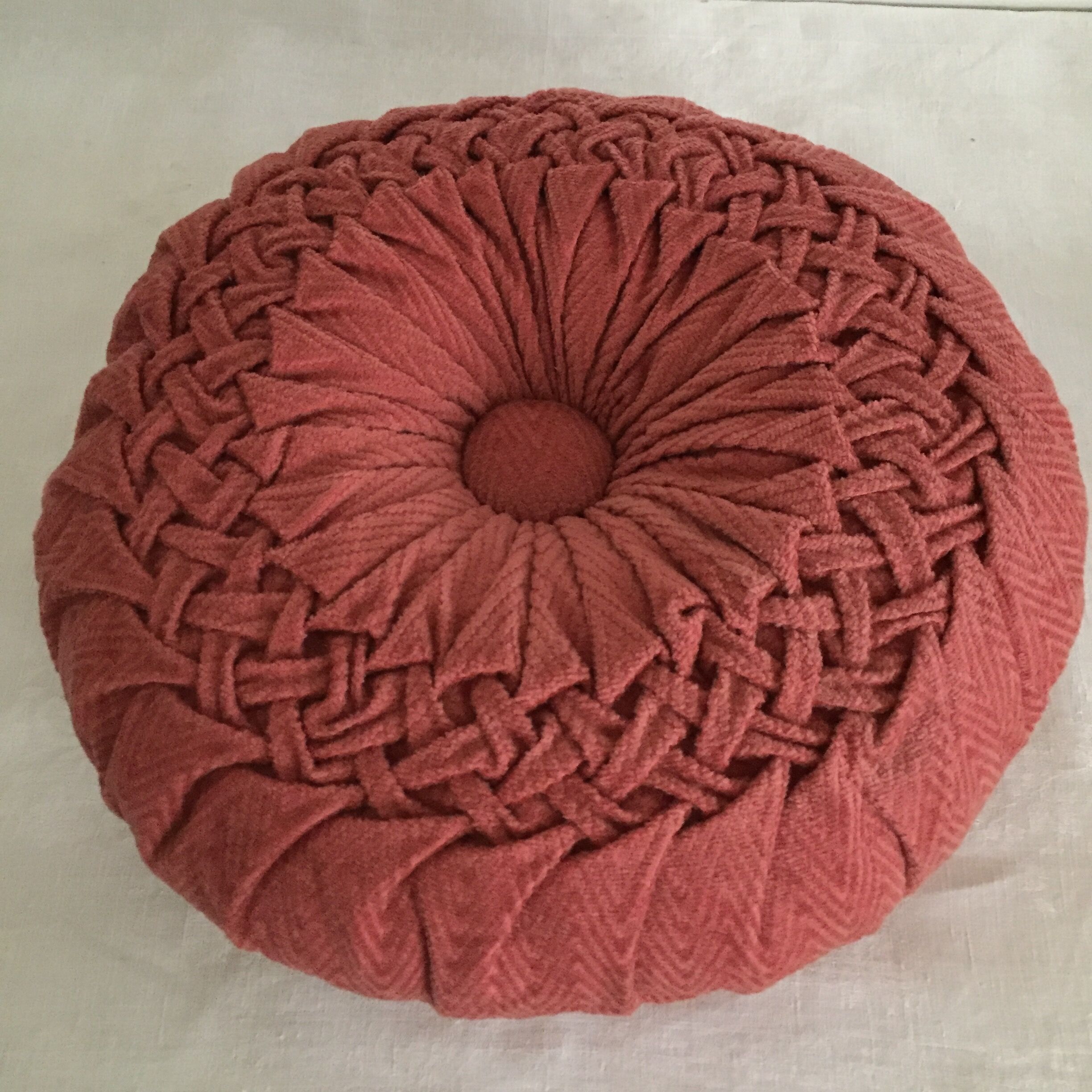 Velvet cushion, vintage pleated