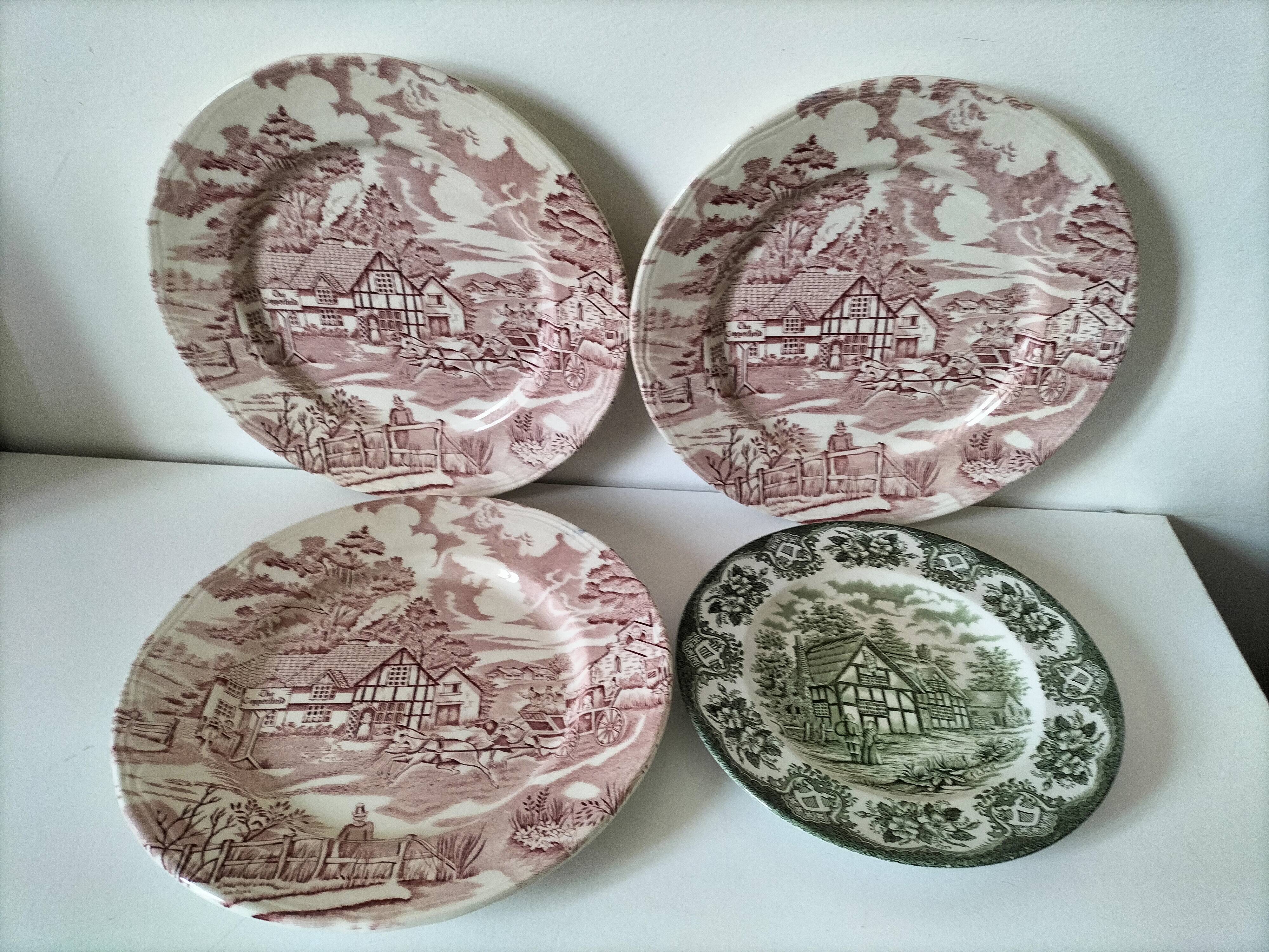 4 Lunéville & Ironstone plates – English Style decor