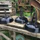 Set of 3 black industrial lamps from the 70s, good condition