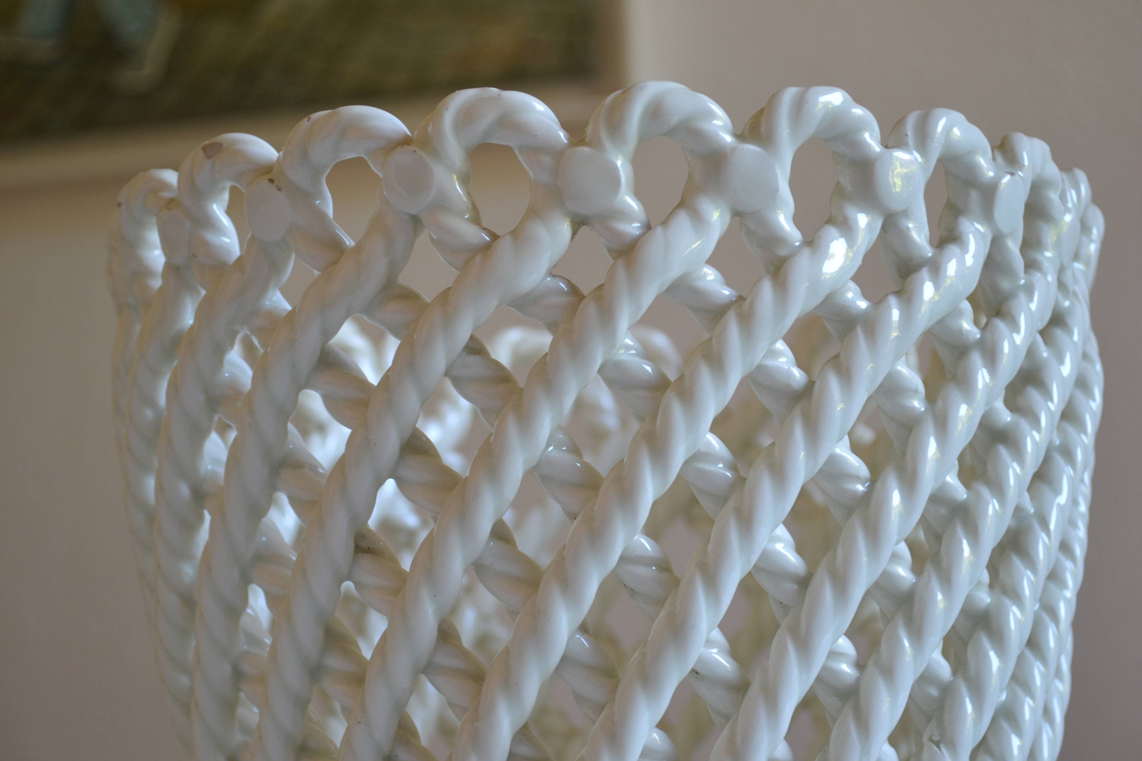 Woven ceramic cache-pot DLG Emile Tessier Pichon Uzès