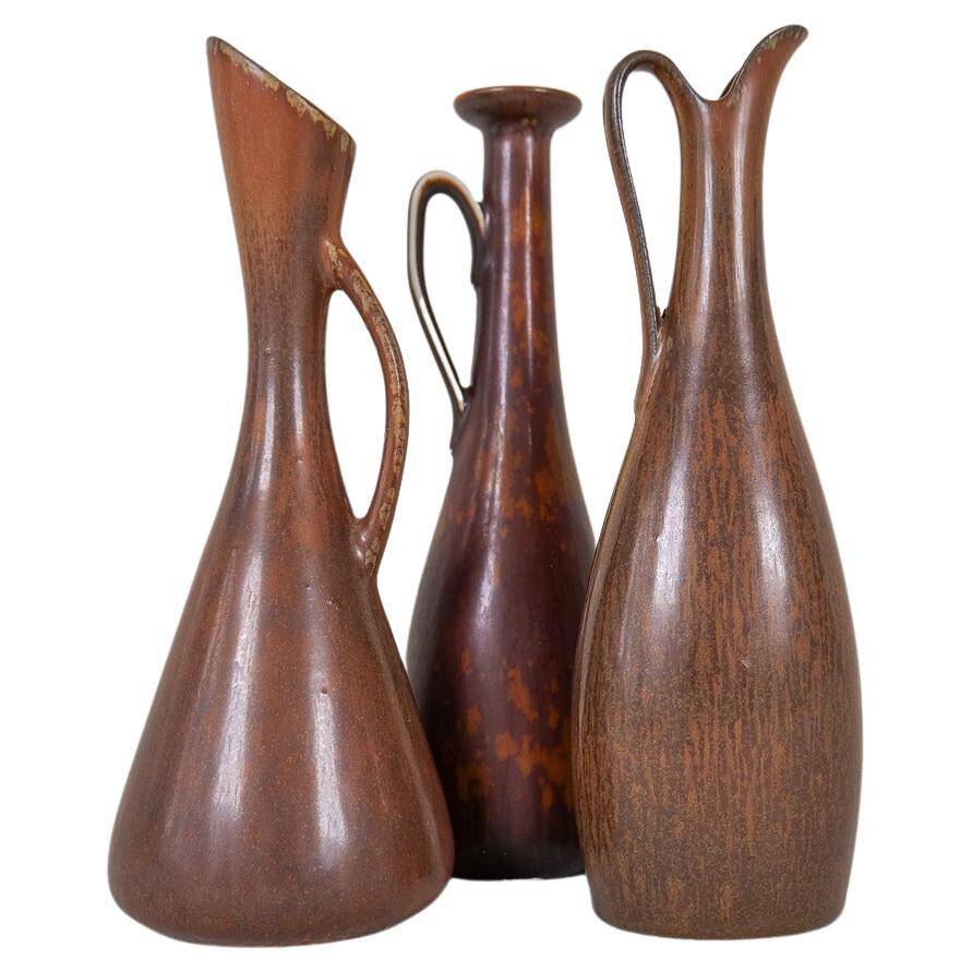 Mid-century modern set of 3 ceramic pieces by Rörstrand Gunnar Nylund, Sweden, 1950s.